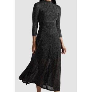 Ted Baker Women's Black Mock-Neck Kannie Metallic Dress Size 2
